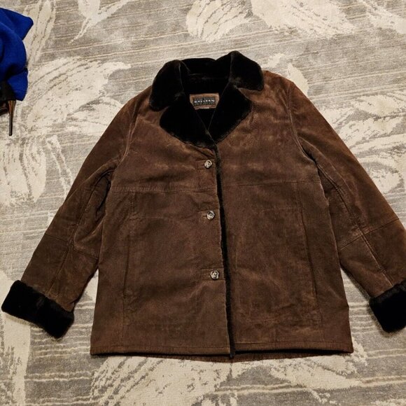 Gallery Genuine Leather Suede Faux Fur lining Jacket L - Picture 7 of 16